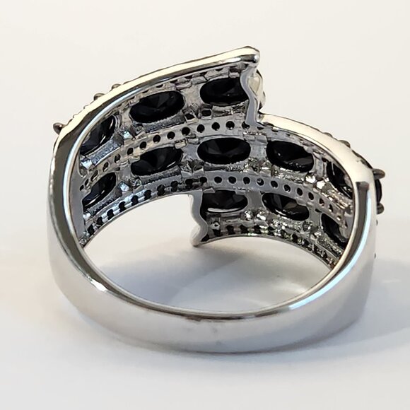 VTG NIB 925 Black Spinel ByPass "Hauntingly Glam" Ring 8.89ctw - Picture 6 of 11